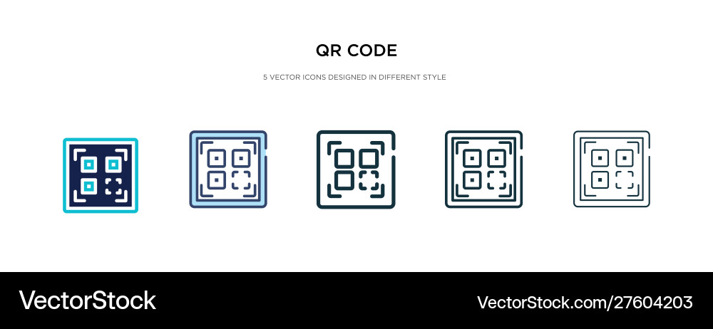 Qr code icon in different style two colored vector image