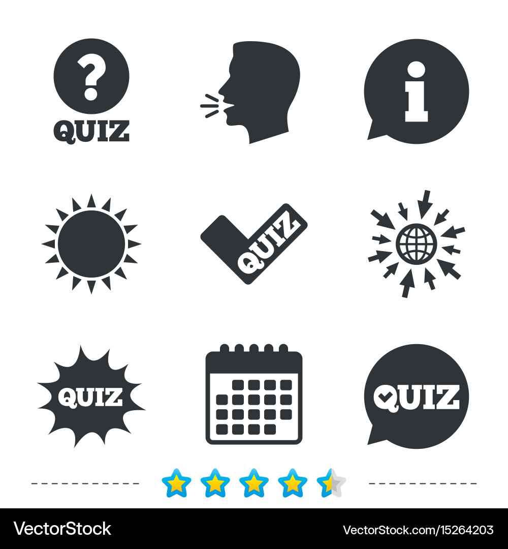 Quiz icons speech bubble with check mark symbol vector image