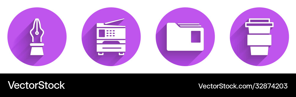 Set fountain pen nib printer document folder Set fountain pen nib printer document folder vector image