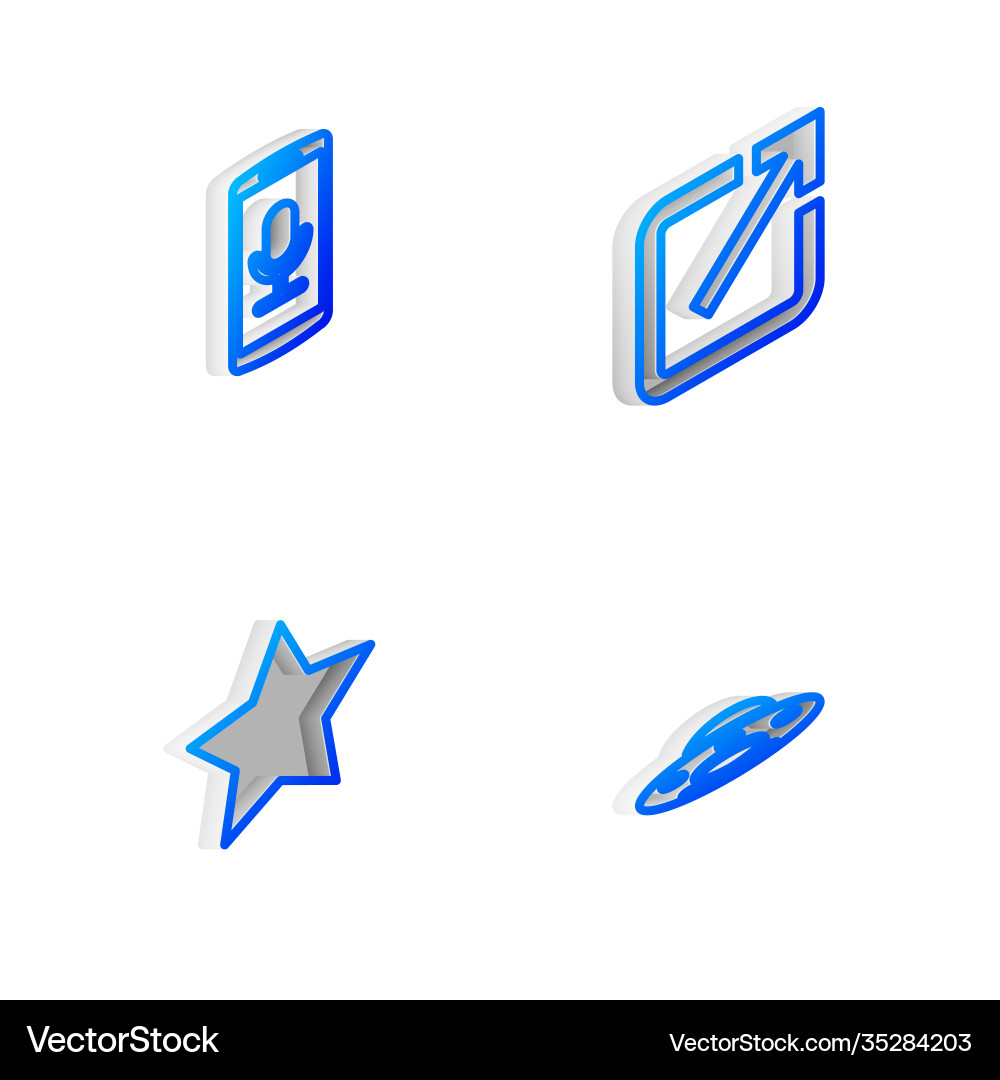 Set isometric line open in new window mobile Set isometric line open in new window mobile vector image