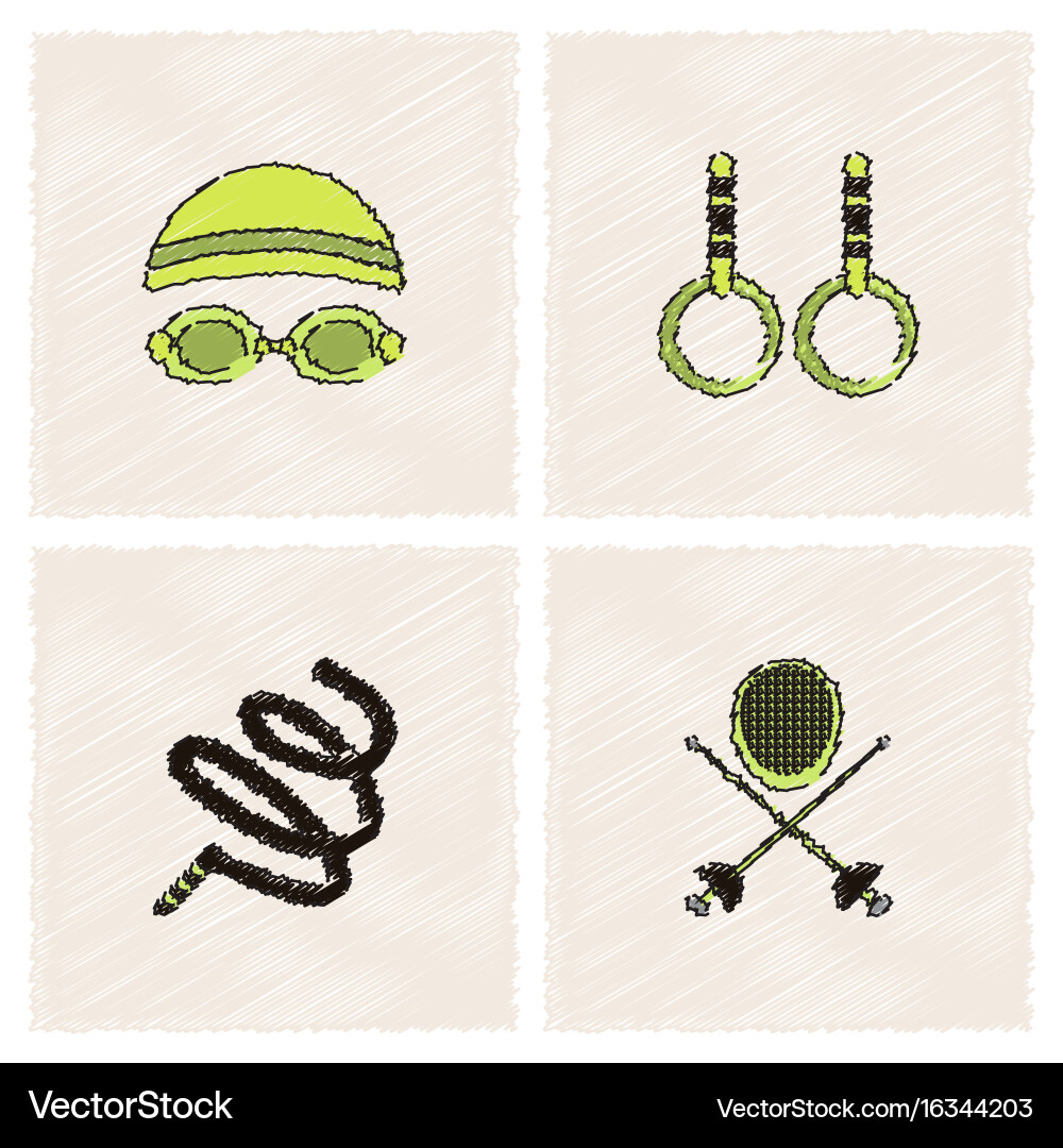 Set of olympic game design in hatching style Vector Image