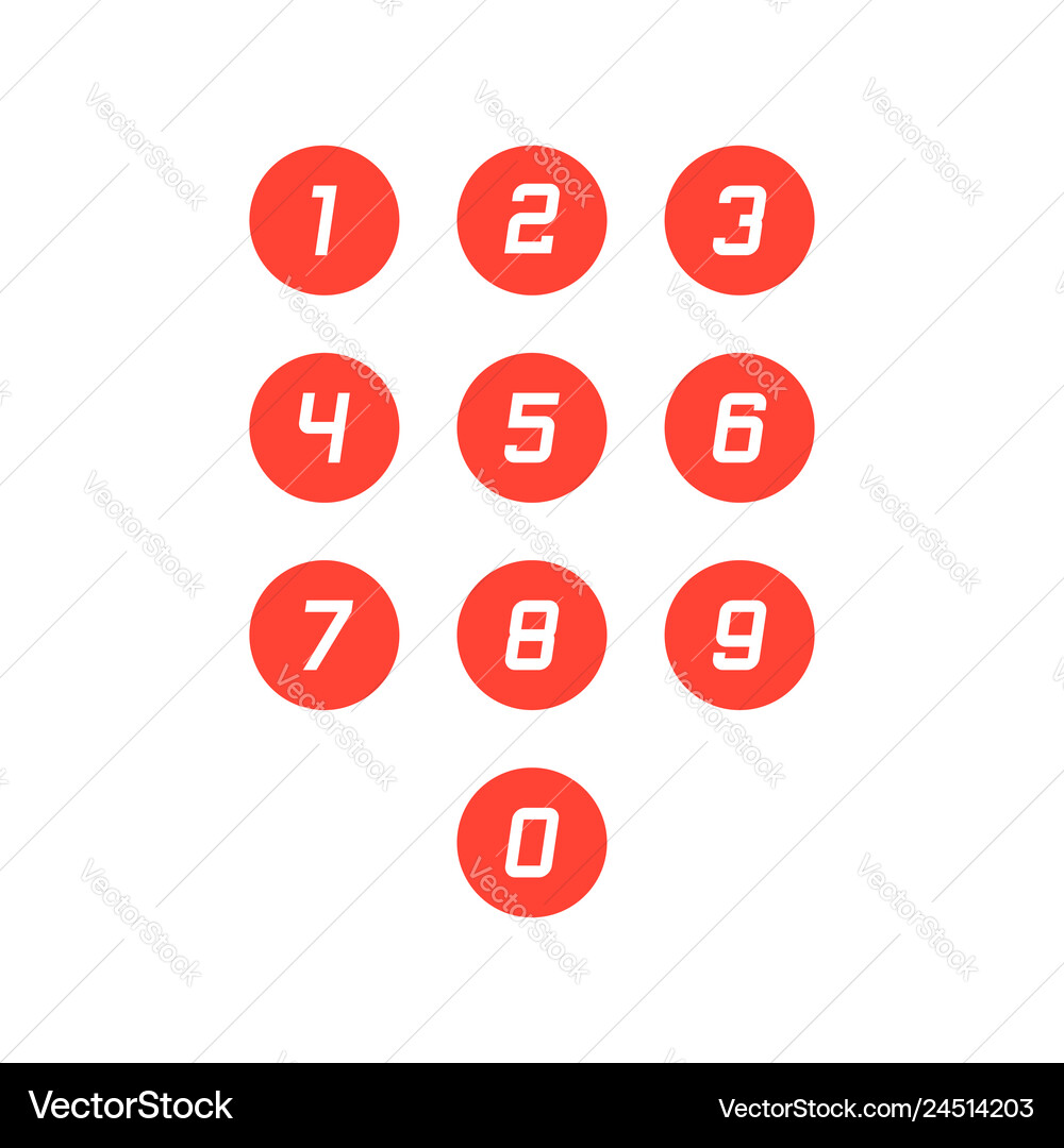 Set of round 0-9 number icons Set of round 0-9 number icons vector image