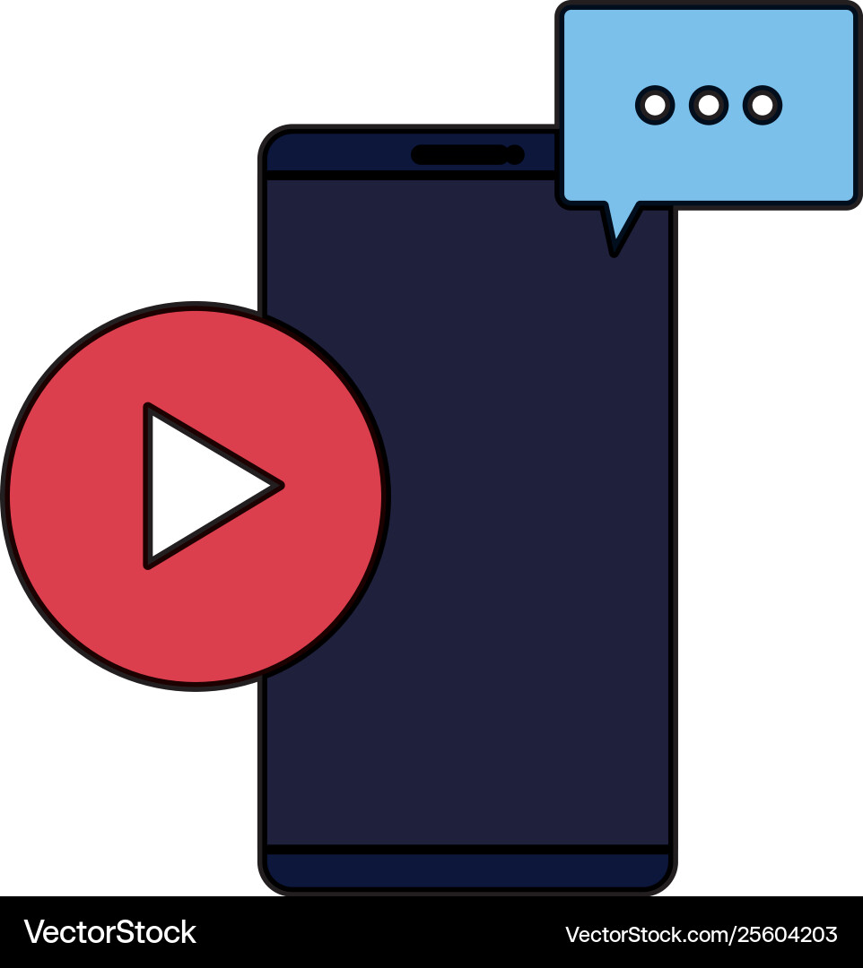 Smartphone with speech bubble and play button vector image