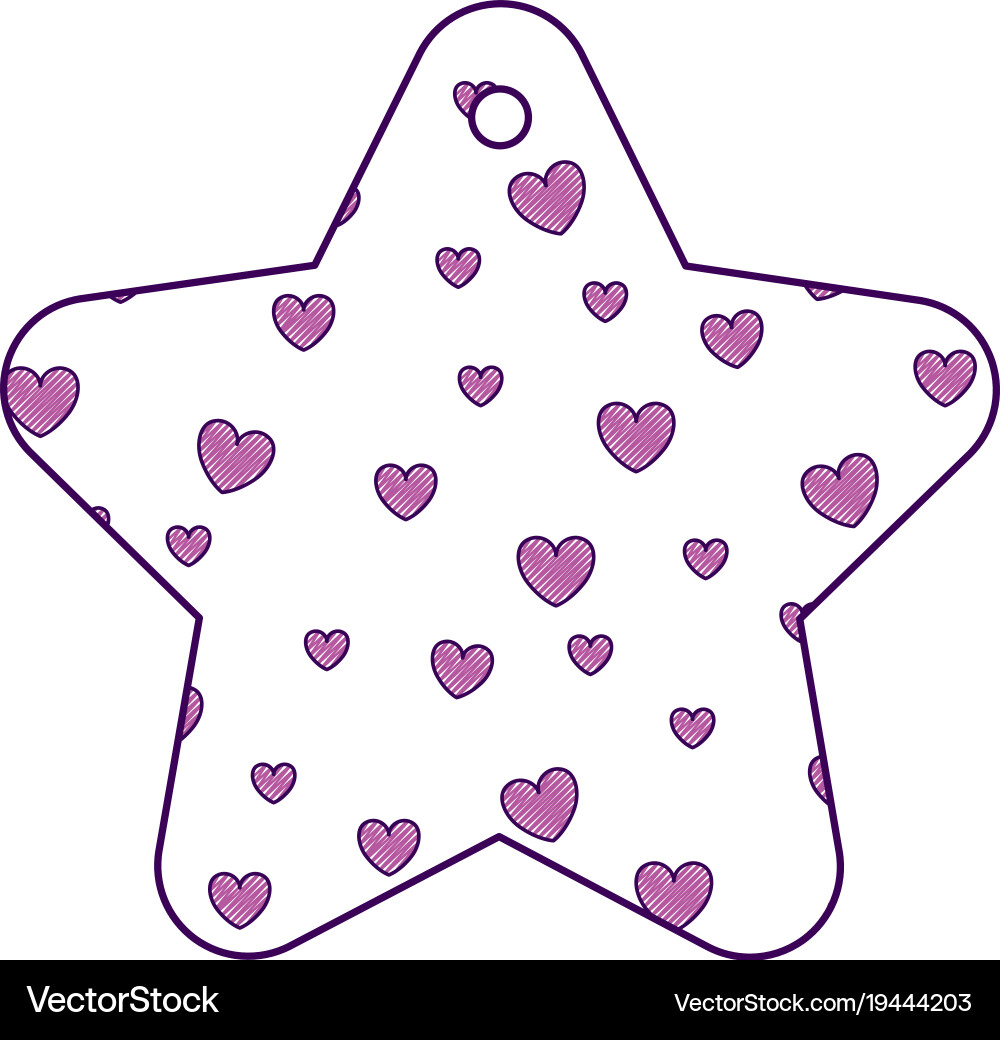 Star frame with hearts pattern background Vector Image