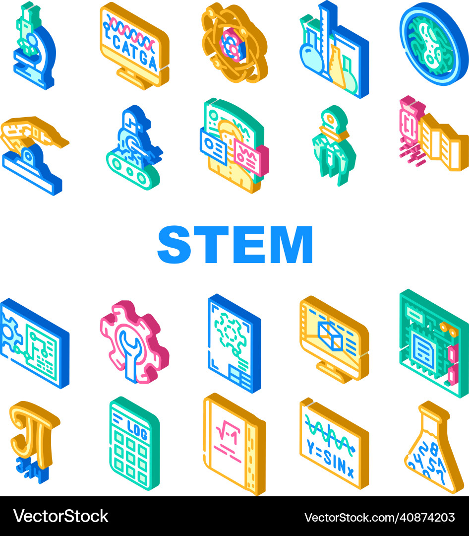 Stem engineer process and science icons set Stem engineer process and science icons set Vector Image