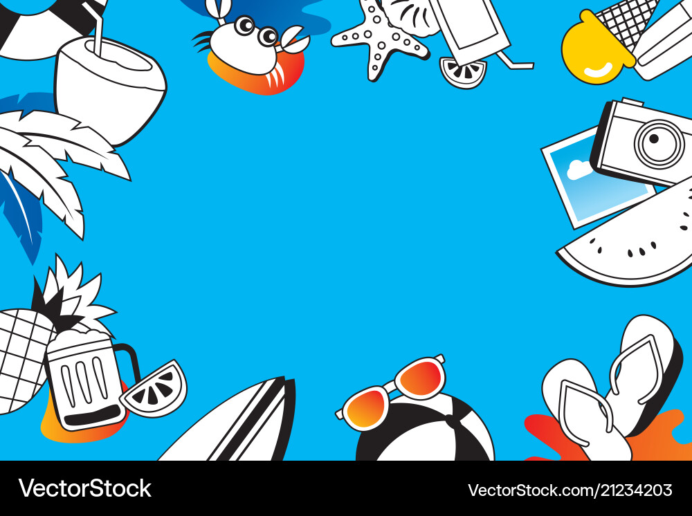 Summer doodles symbol and objects icon elements Summer doodles symbol and objects icon elements vector image