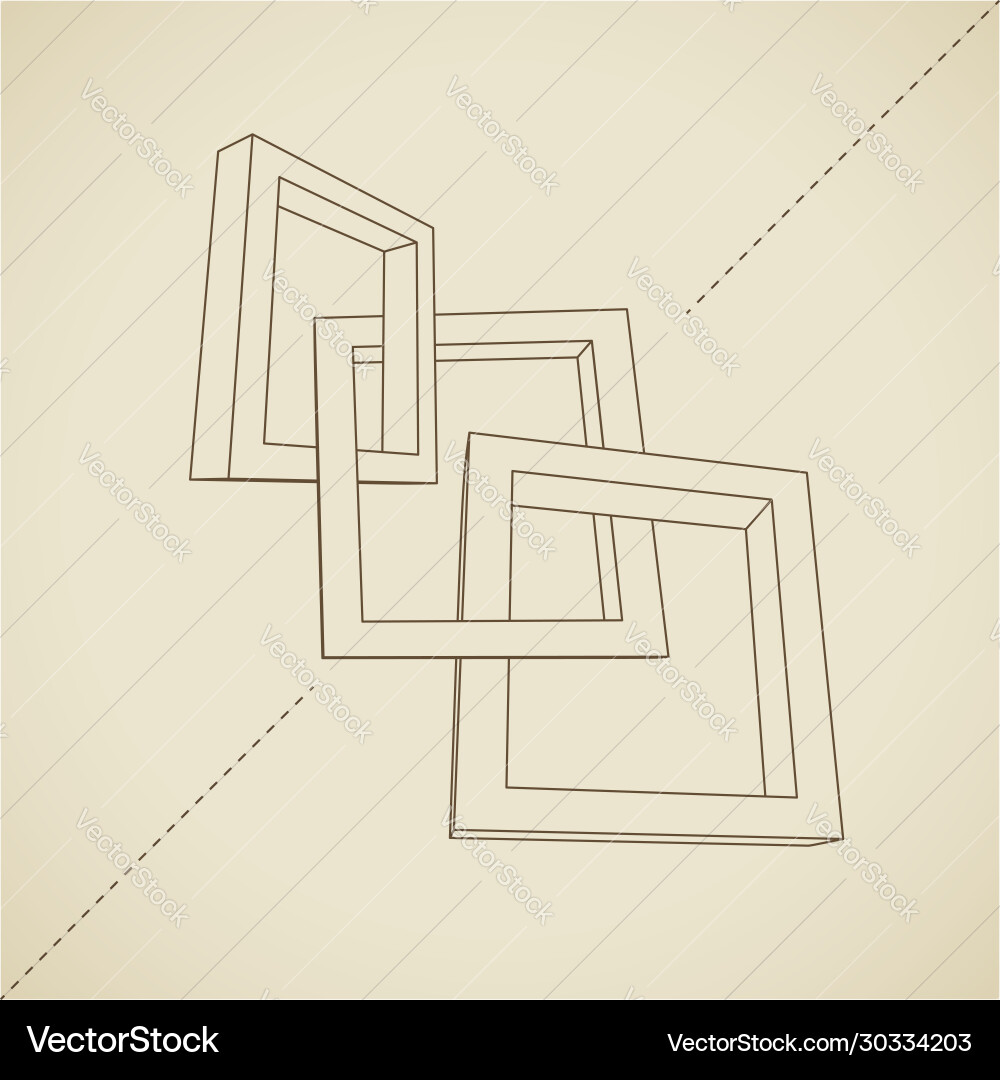 Three rectangular 3d frames blueprint Three rectangular 3d frames blueprint vector image