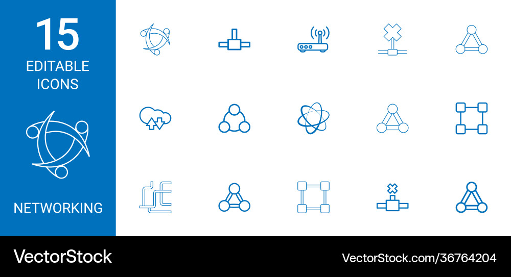 15 networking icons 15 networking icons vector image