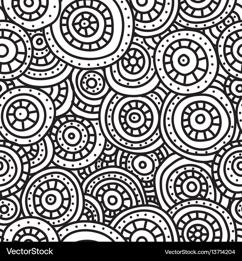 Abstract seamless pattern of circles lines vector image