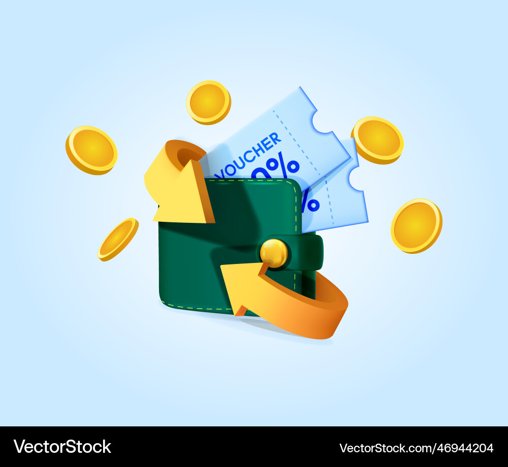 Cashback and money refund coupon voucher Cashback and money refund coupon voucher Vector Image