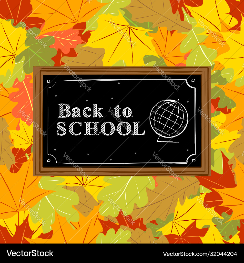 Chalkboard on autumn pattern width leaves Chalkboard on autumn pattern width leaves vector image