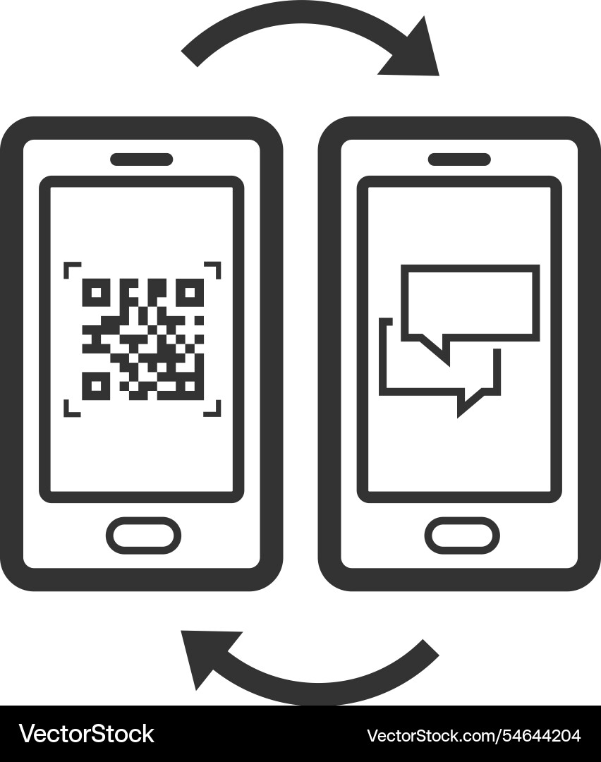 Code scanning smartphone chat app contact exchange Code scanning smartphone chat app contact exchange vector image
