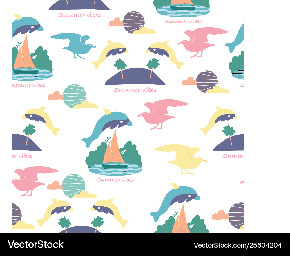 Colorful dolphines in a repeated pattern design Vector Image
