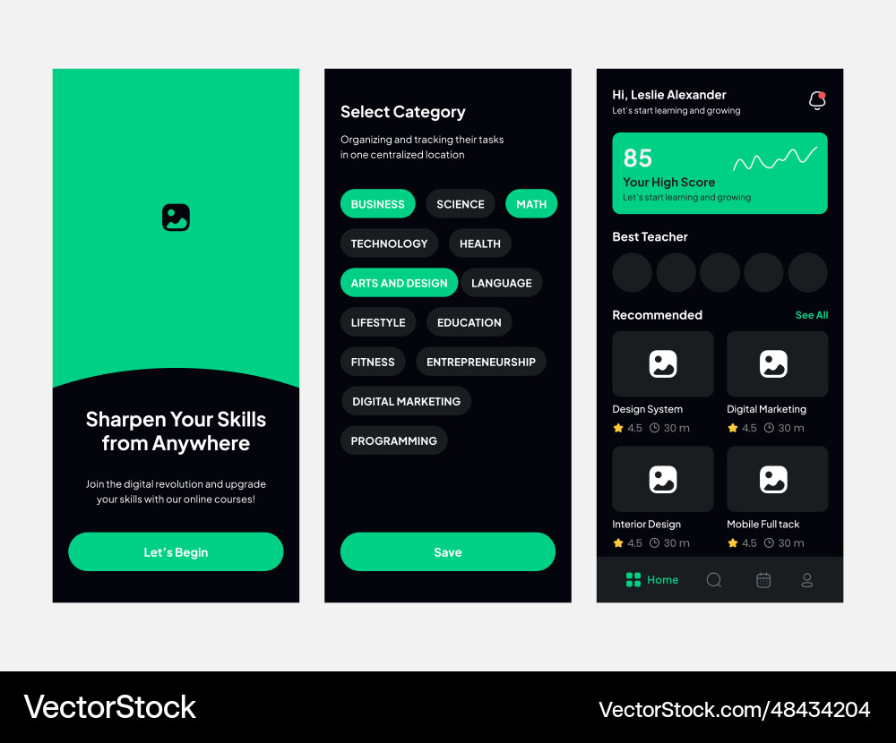 Course online ui design template Vector Image