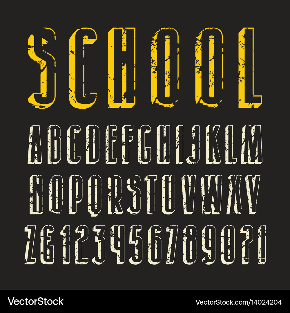 Decorative sanserif font with effect of volume vector image
