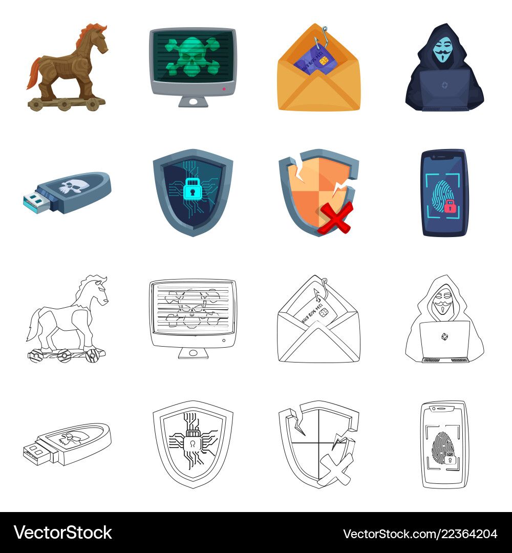 Design of virus and secure sign collection Design of virus and secure sign collection vector image