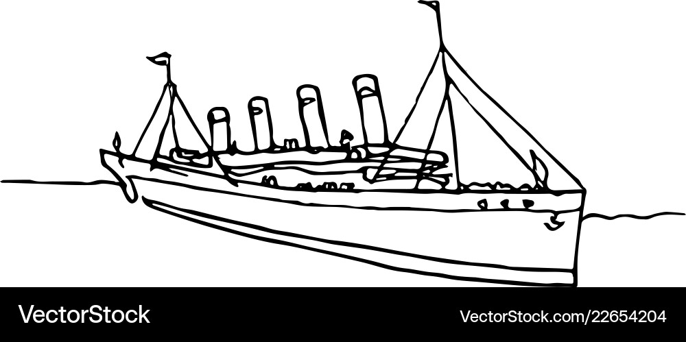 Drawing of a ship in one continuous line Vector Image