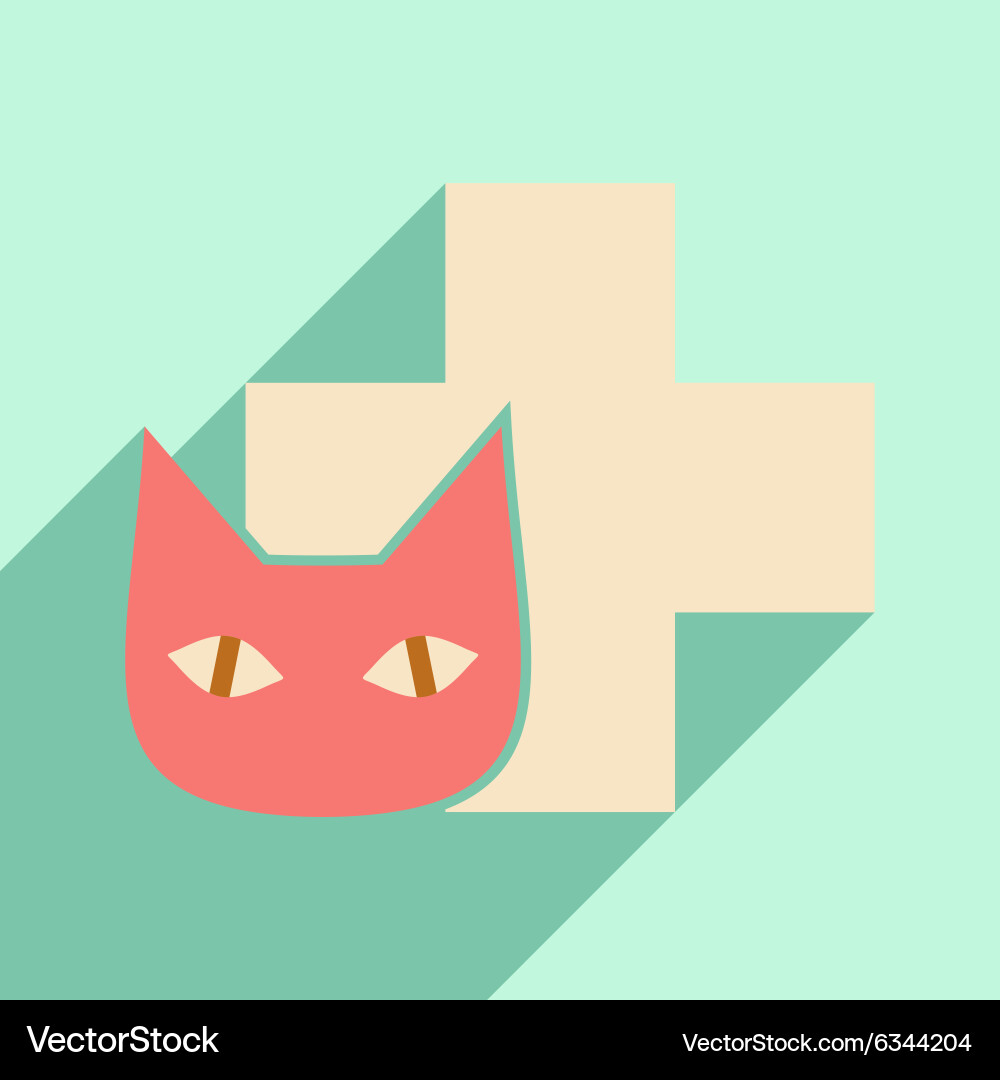 Flat with shadow icon and mobile application cat vector image