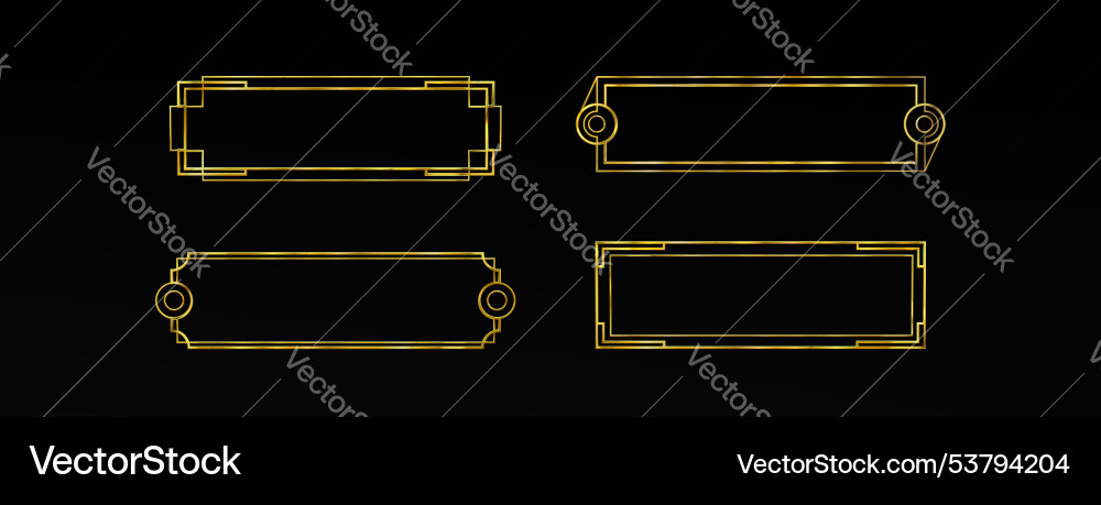 Game ui long button with thin gold frame Game ui long button with thin gold frame vector image