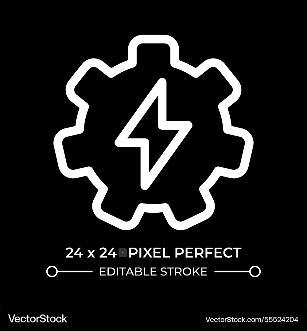 Gear with lightning line ui icon isolated on black Gear with lightning line ui icon isolated on black vector image