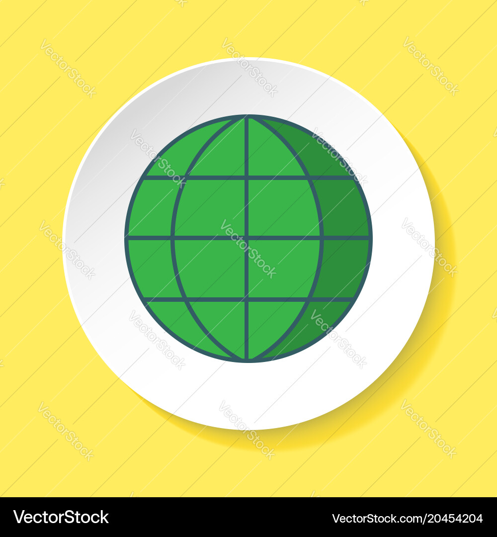 Globe icon in flat style on round button Vector Image