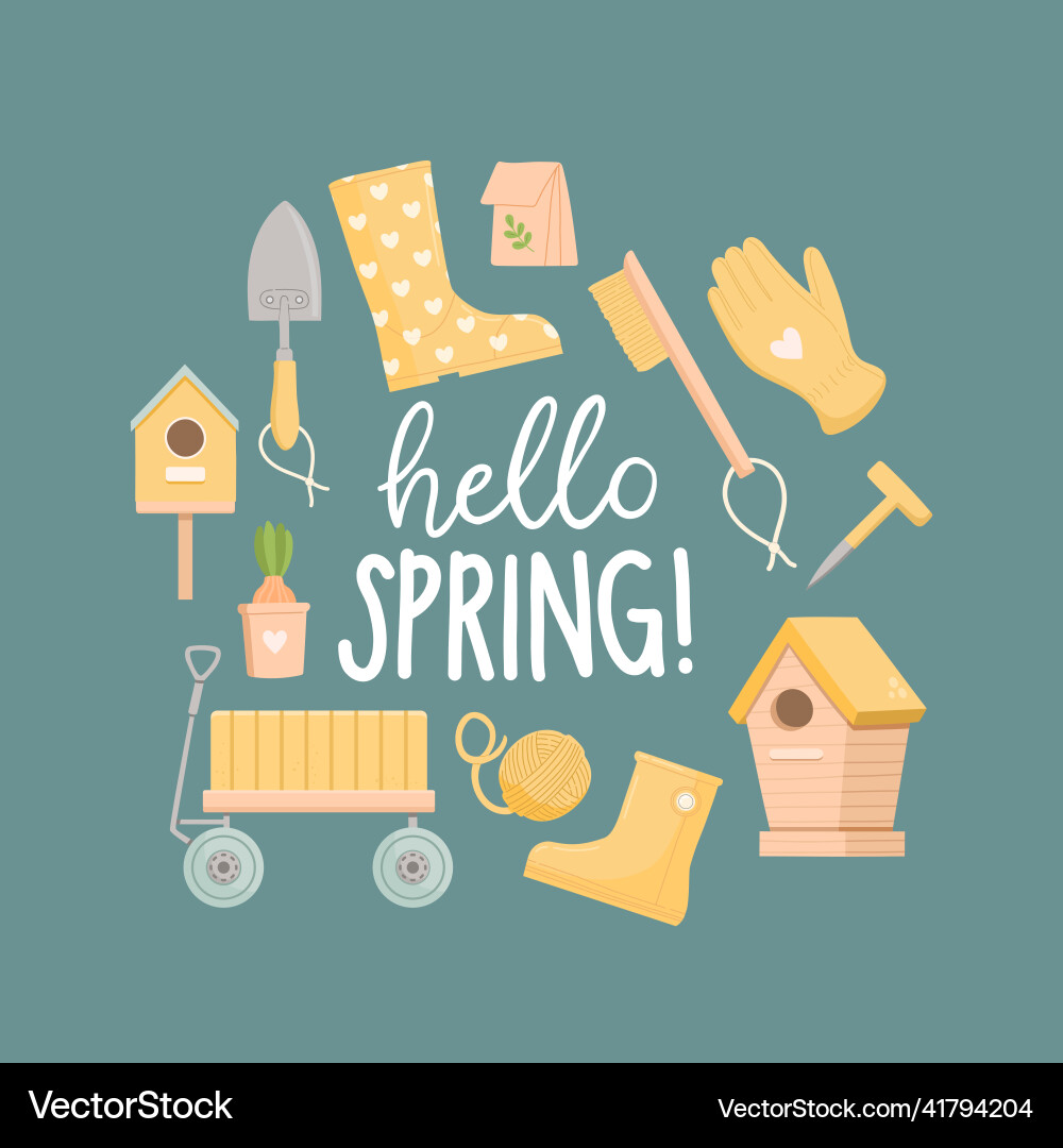Hello spring set flat design Vector Image
