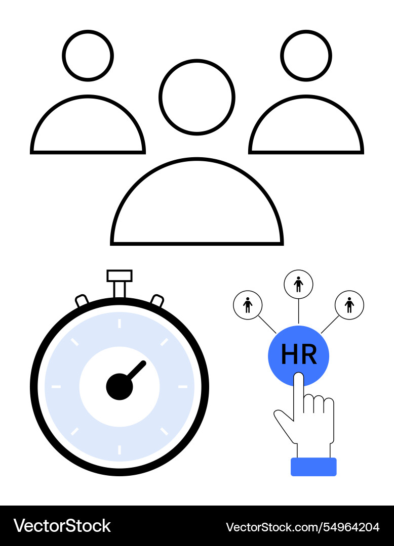 Hr management with team elements and time tracking Hr management with team elements and time tracking vector image
