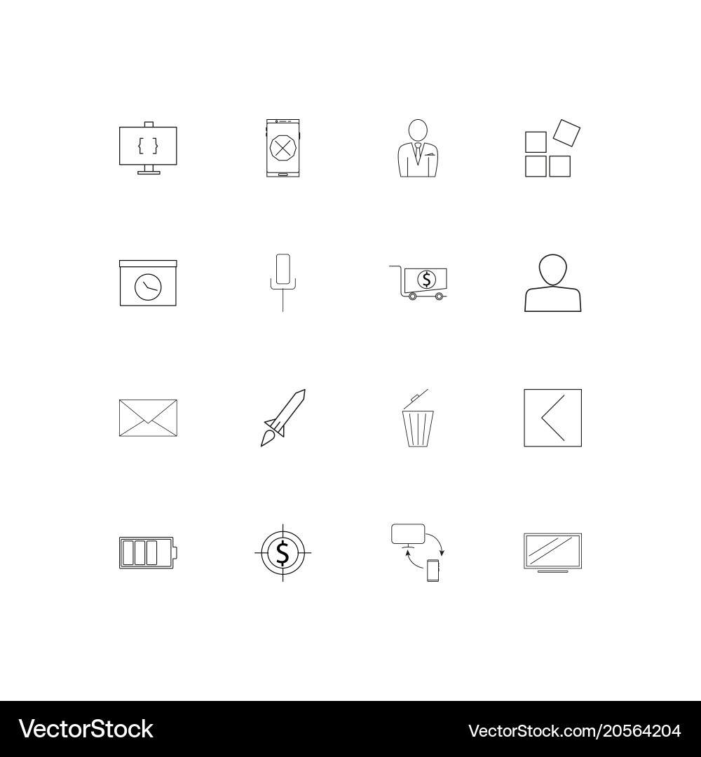 Internet of things simple linear icons set vector image