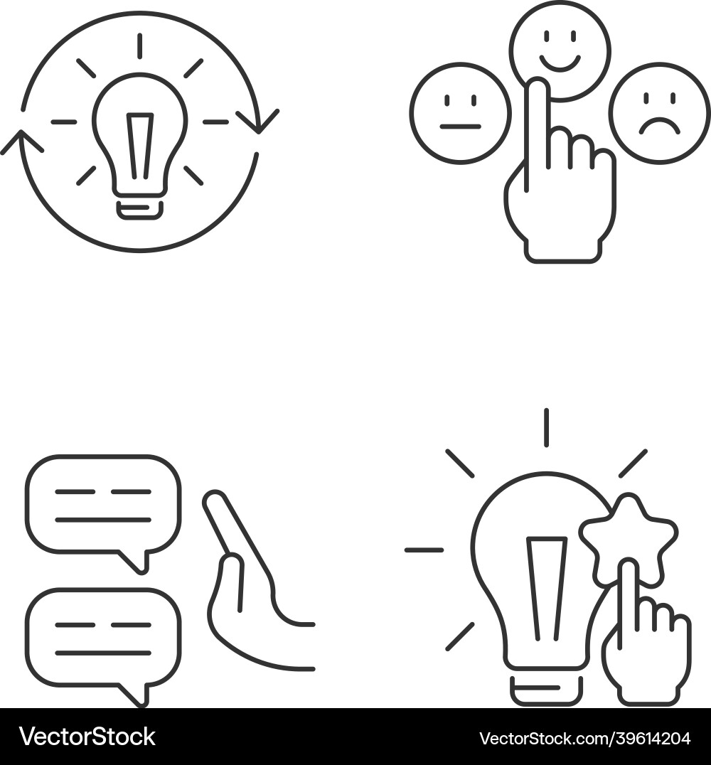 Logical and rational thinking linear icons set Logical and rational thinking linear icons set vector image