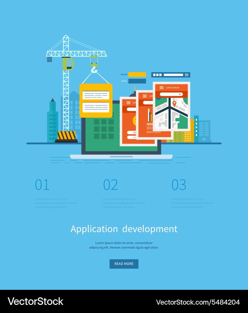 Modern flat design application development concept vector image