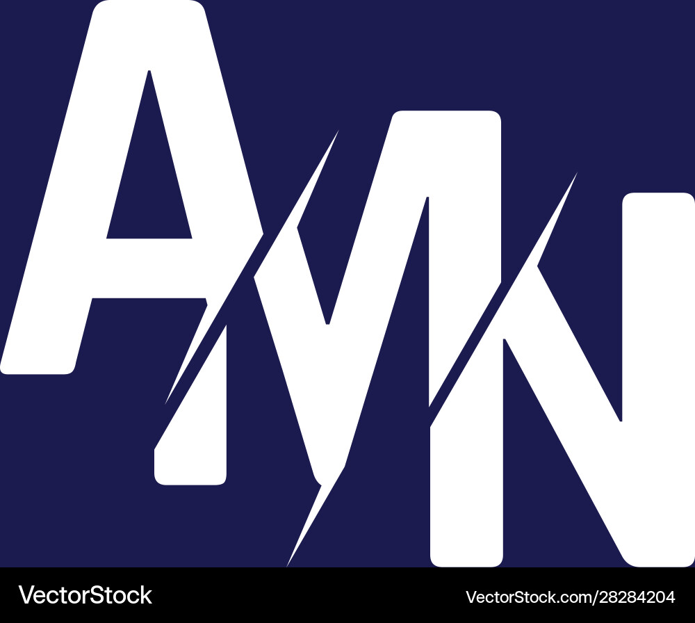 Monogram letters initial logo design amn vector image