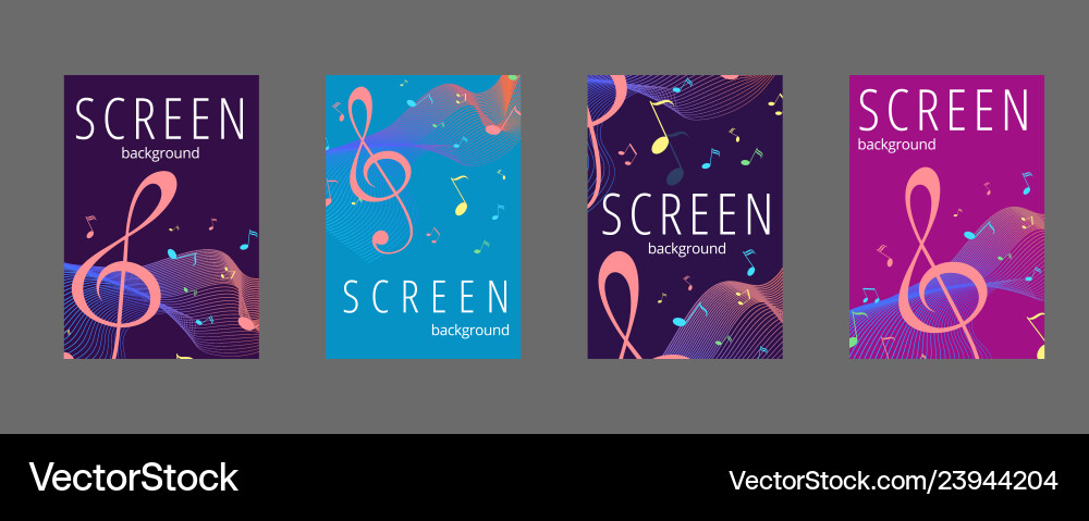 Musical banner set with colored key notes Musical banner set with colored key notes vector image