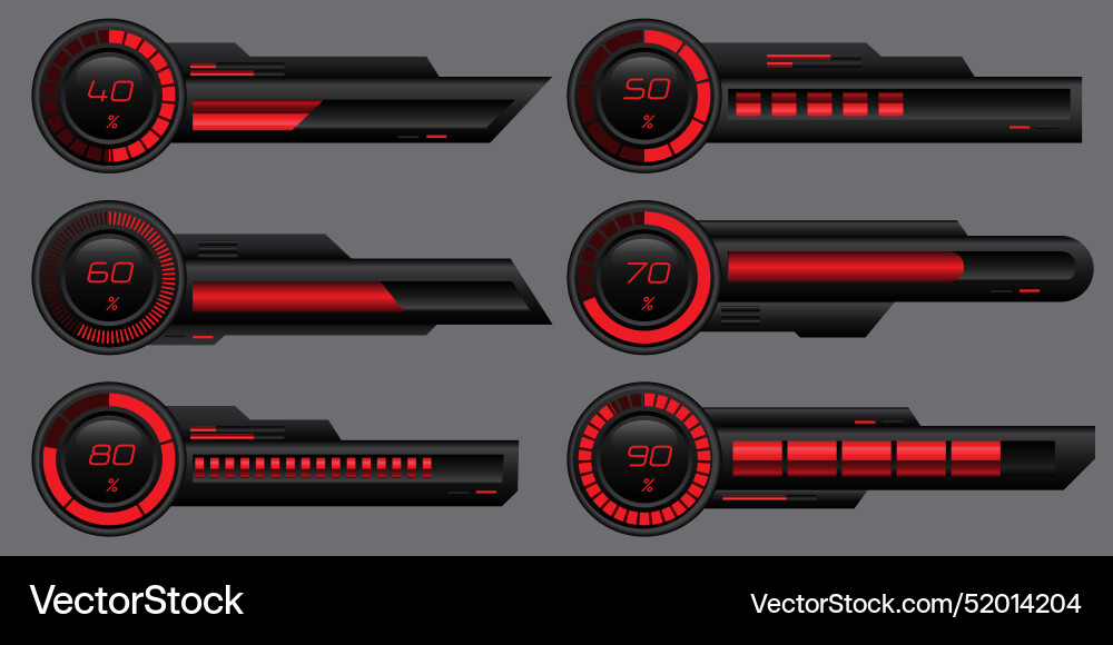 Set of hud modern loading progress bars user Vector Image