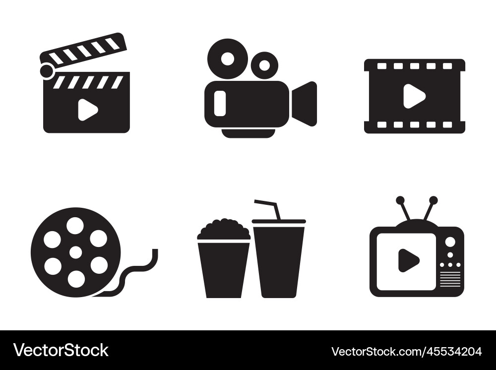 Set of movie and cinema icons Set of movie and cinema icons vector image