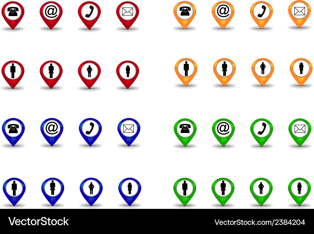 Set of pointers in four colors with family vector image