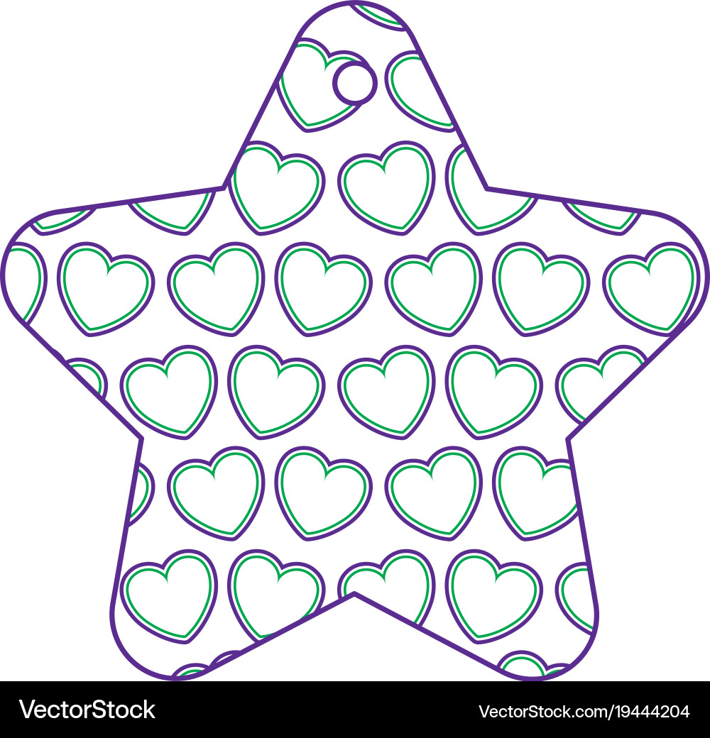 Star frame with hearts pattern background Vector Image