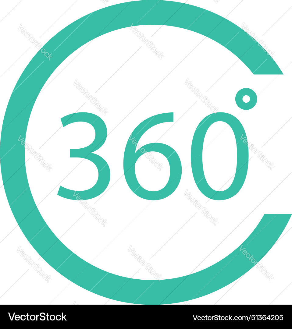 A sleek 360 degree view symbol in turquoise Vector Image