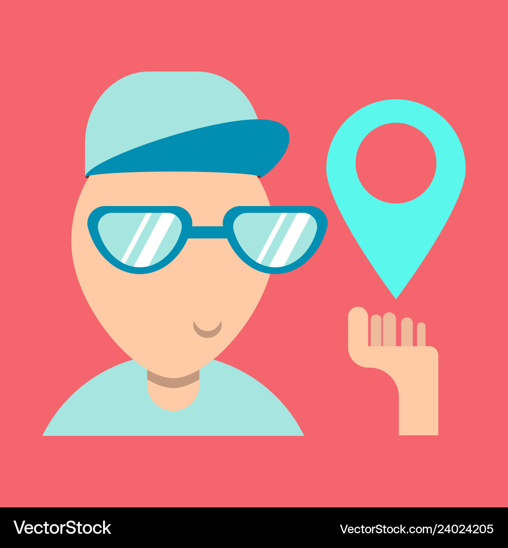 Boy Using Smartphone for Navigation Vector Image