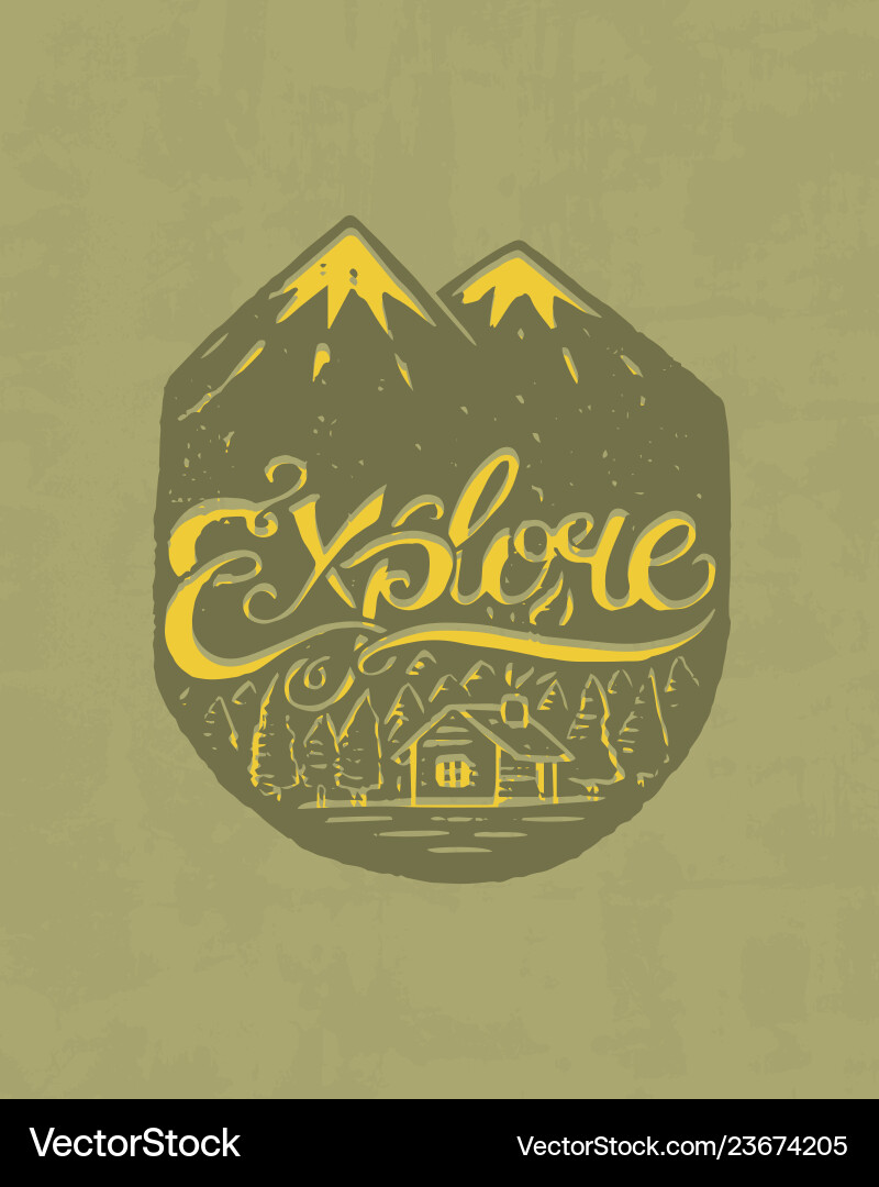 Camping logo and label mountains pine trees Camping logo and label mountains pine trees vector image