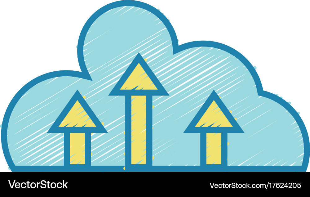 Cloud data with arrows up connection vector image