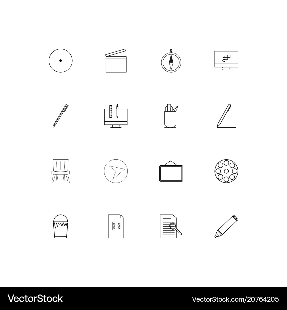 Creative process and design linear thin icons set vector image