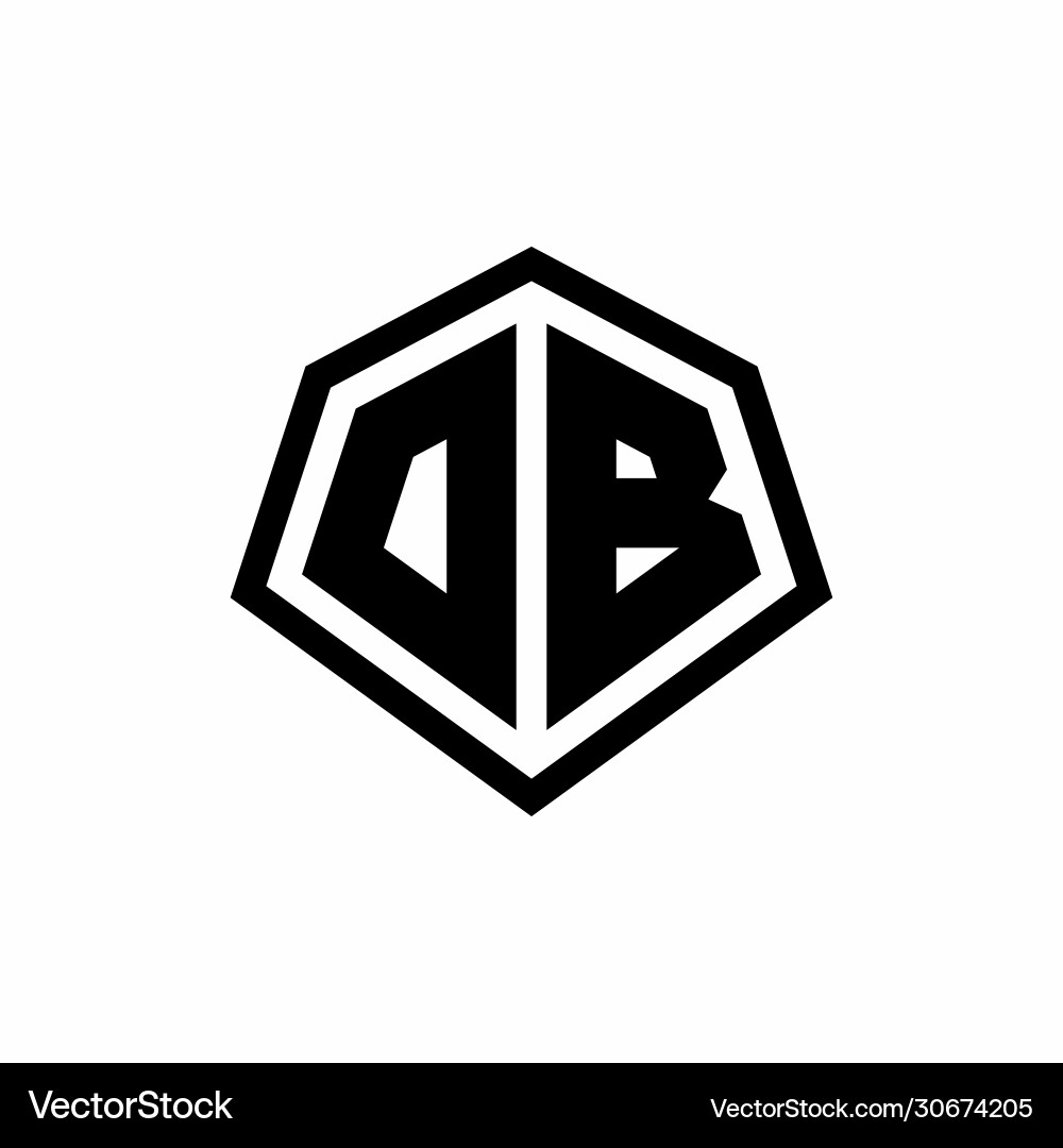 Db monogram logo with hexagon shape and line vector image