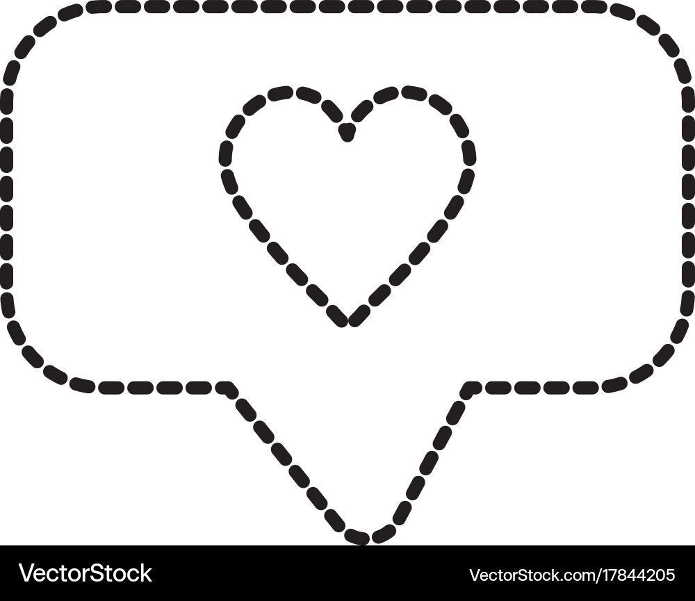 Dotted shape chat bubble with heart design inside Vector Image
