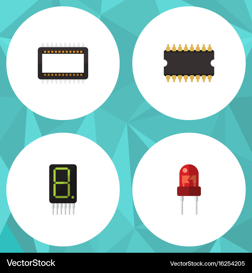 Flat icon electronics set of mainframe display vector image