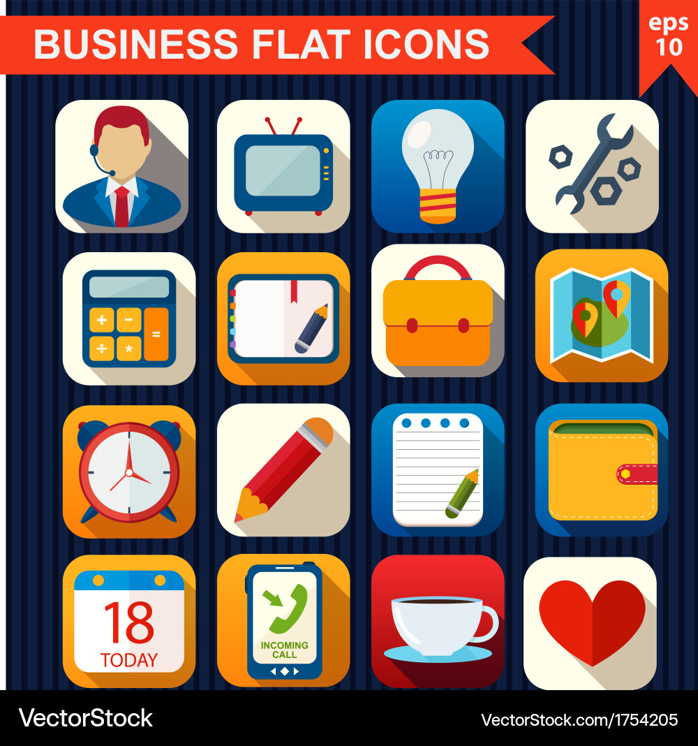 Flat icons for web and mobile app vector image