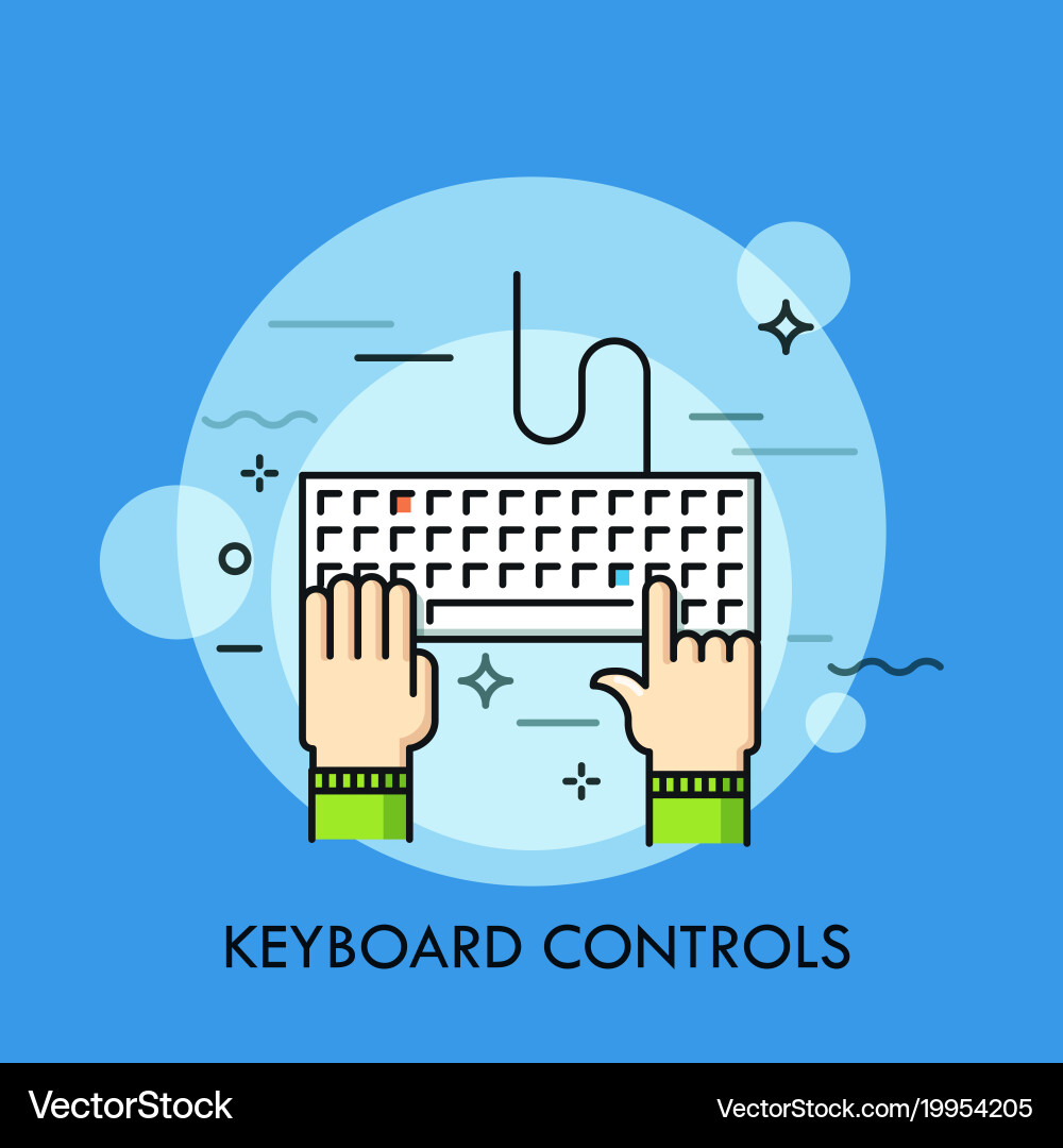 Human hands typing on computer keyboard top view vector image