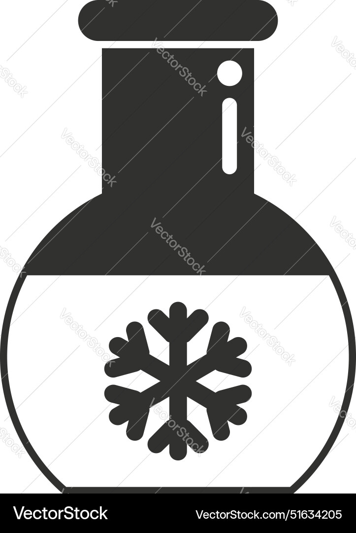 Laboratory flask containing snowflake representing Laboratory flask containing snowflake representing vector image