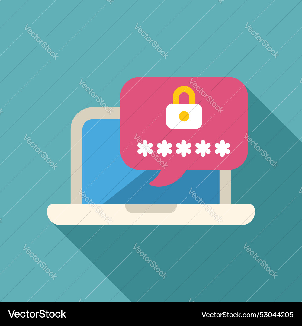 Laptop showing password requesting notification Laptop showing password requesting notification vector image