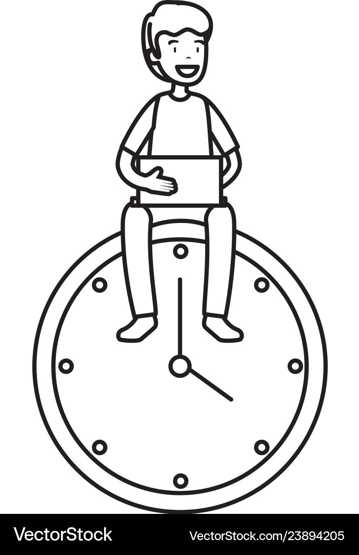 Man with time clock Man with time clock vector image