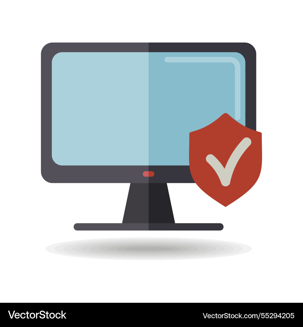 Monitor with shield and check mark icon security Vector Image